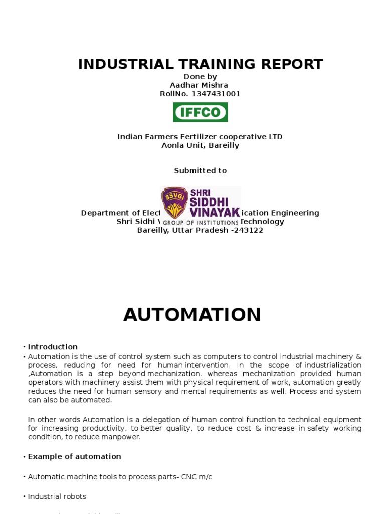 Industrial Training Report: Done by Aadhar Mishra Rollno. 1347431001 at ...
