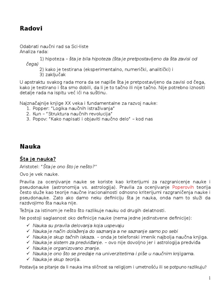 SKRIPTA - Metod Naucnog Rada | PDF