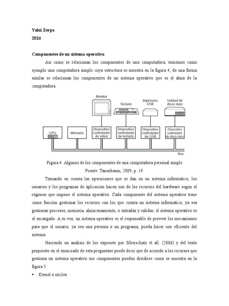 Los componentes clave de un sistema operativo y sus funciones PDF