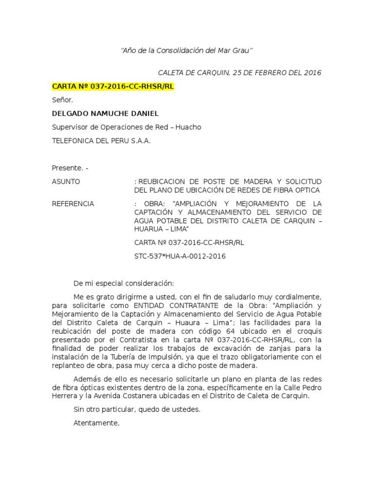 Carta Modelo A Telefonica | PDF