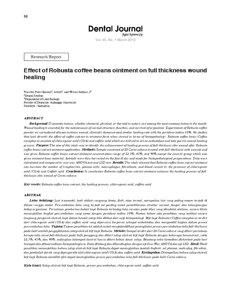Robusta Coffee On Full Thickness Wound Healing PDF Angiogenesis