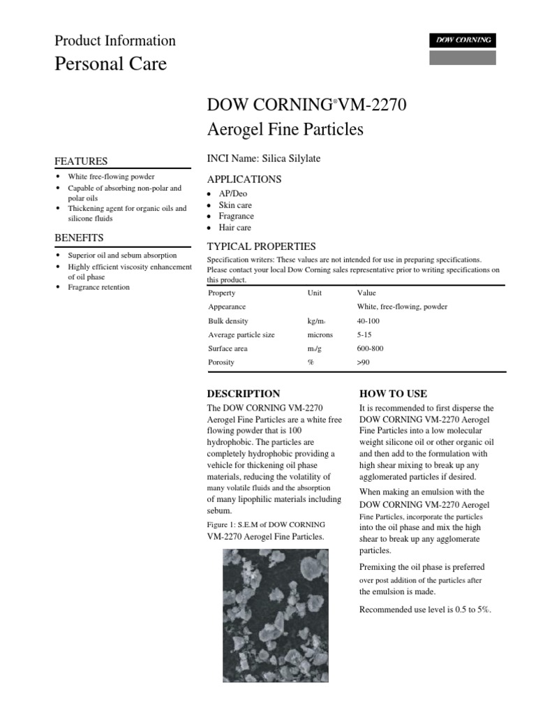 Infosheet Dow Corning VM2270 Product Information Chemical Substances