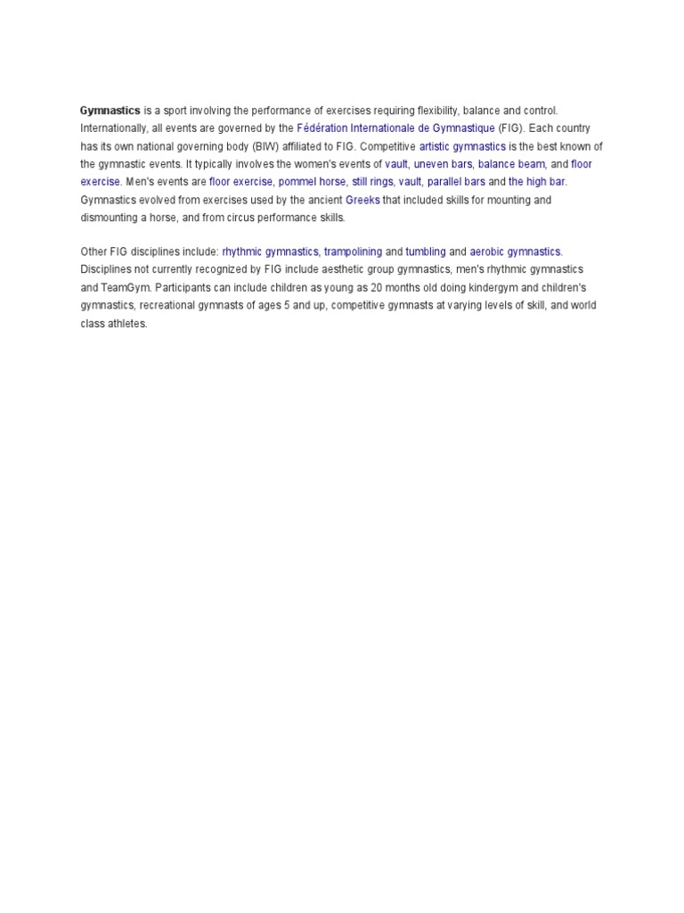 Overview of Gymnastics Disciplines | PDF | Wellness | Science & Mathematics