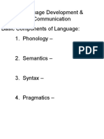 Language Development & Communication Basic Components of Language: 1. Phonology