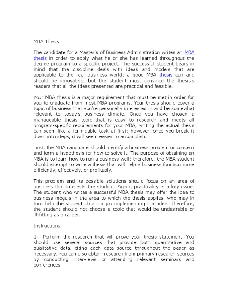 custom mba thesis