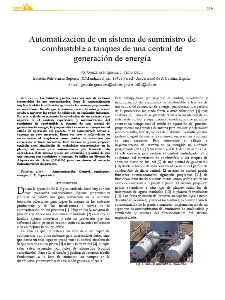 Automatización del Suministro de Combustible | PDF | Scada | Bomba