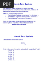 Atom Levels Term Symbol