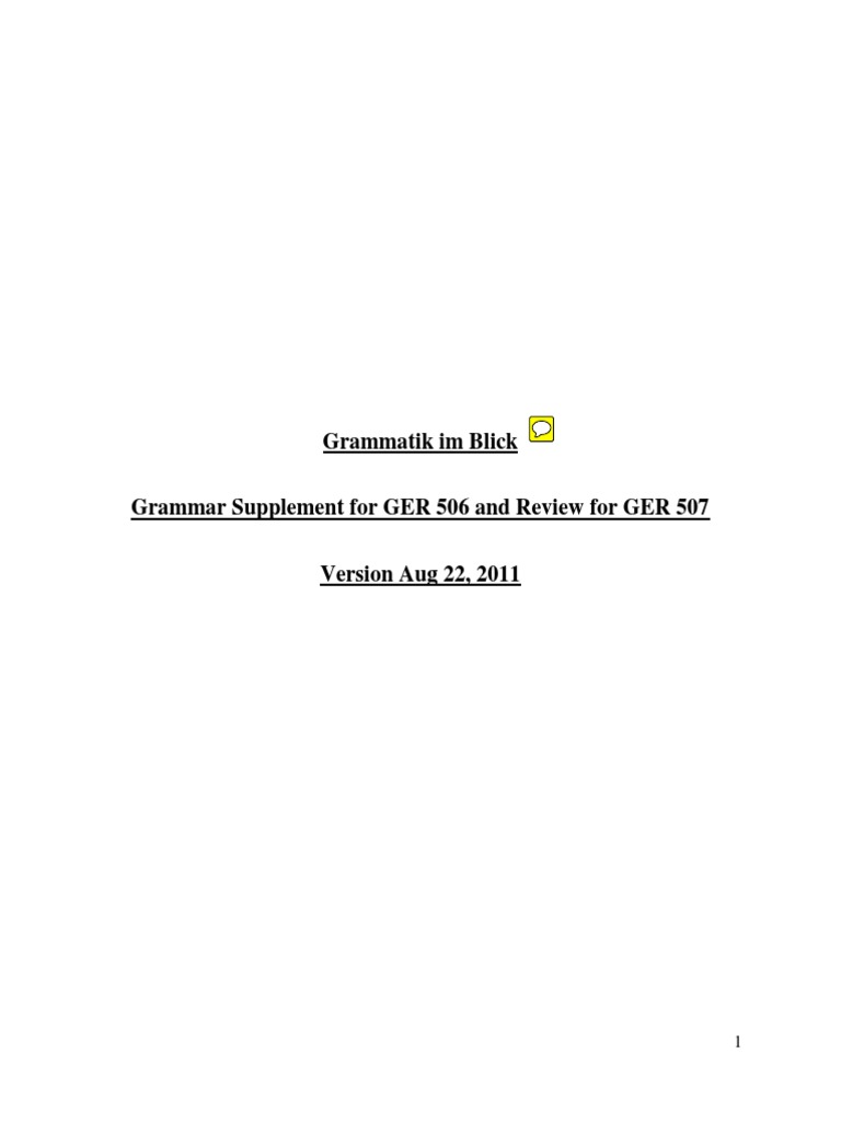 German Grammar Essentials Guide | PDF | Grammatical Gender ...