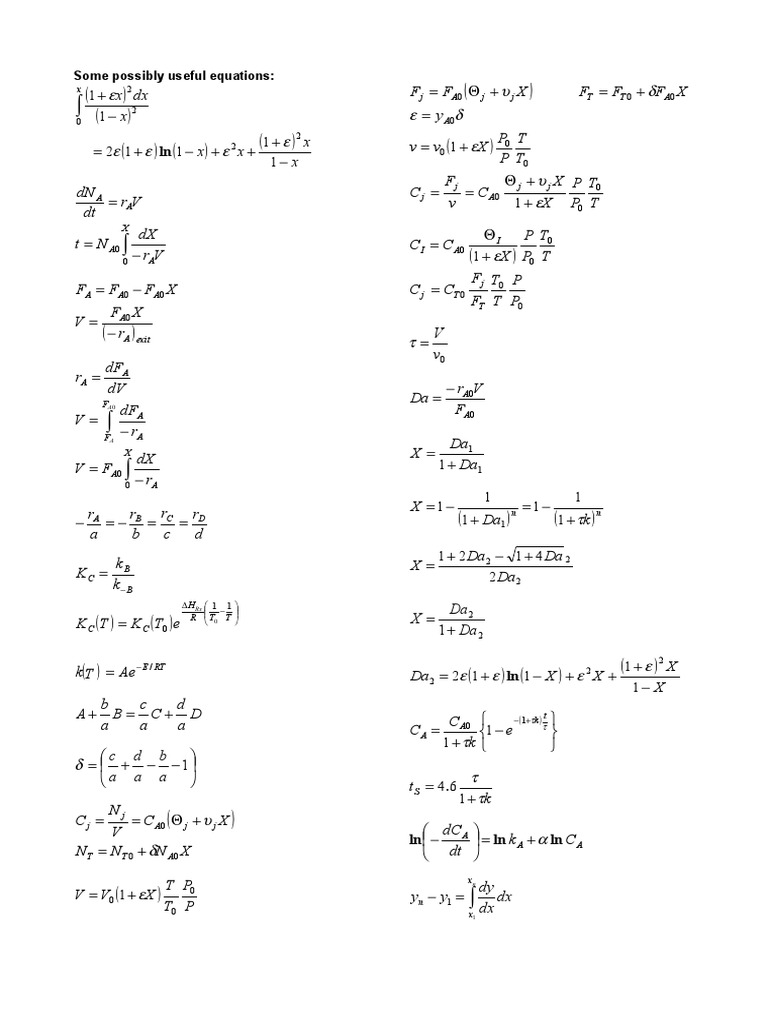 Sample Equation Sheet | PDF