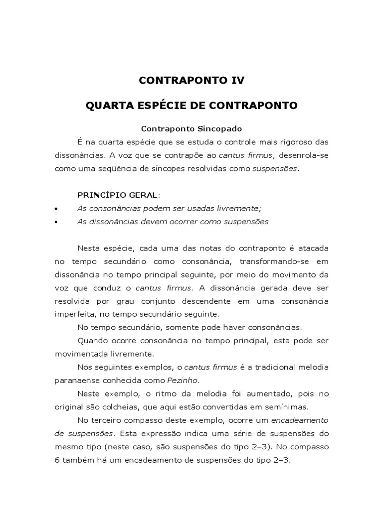 Contraponto-04 4 Especie | PDF | Formas musicais | Elementos da música