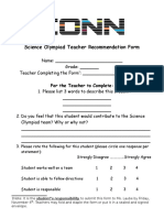 So Teacher Recommendation Form