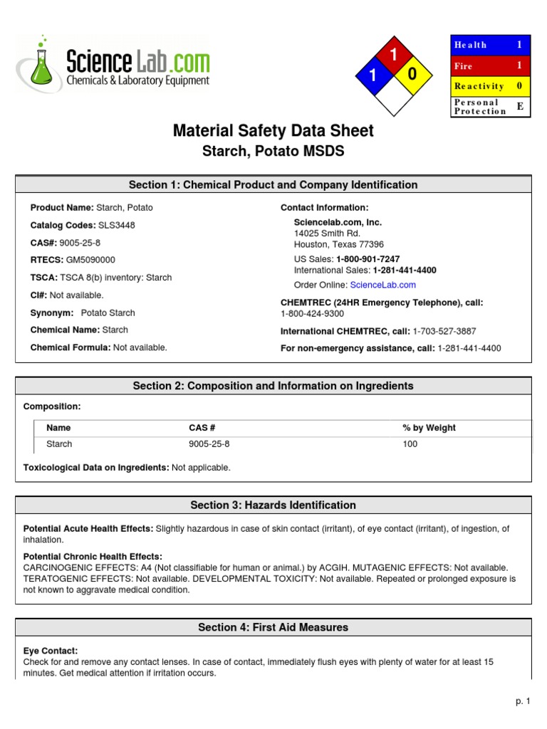 Science Lab, 2013. Hal 1, 3 (MSDS Pot) Toxicity Biodegradation
