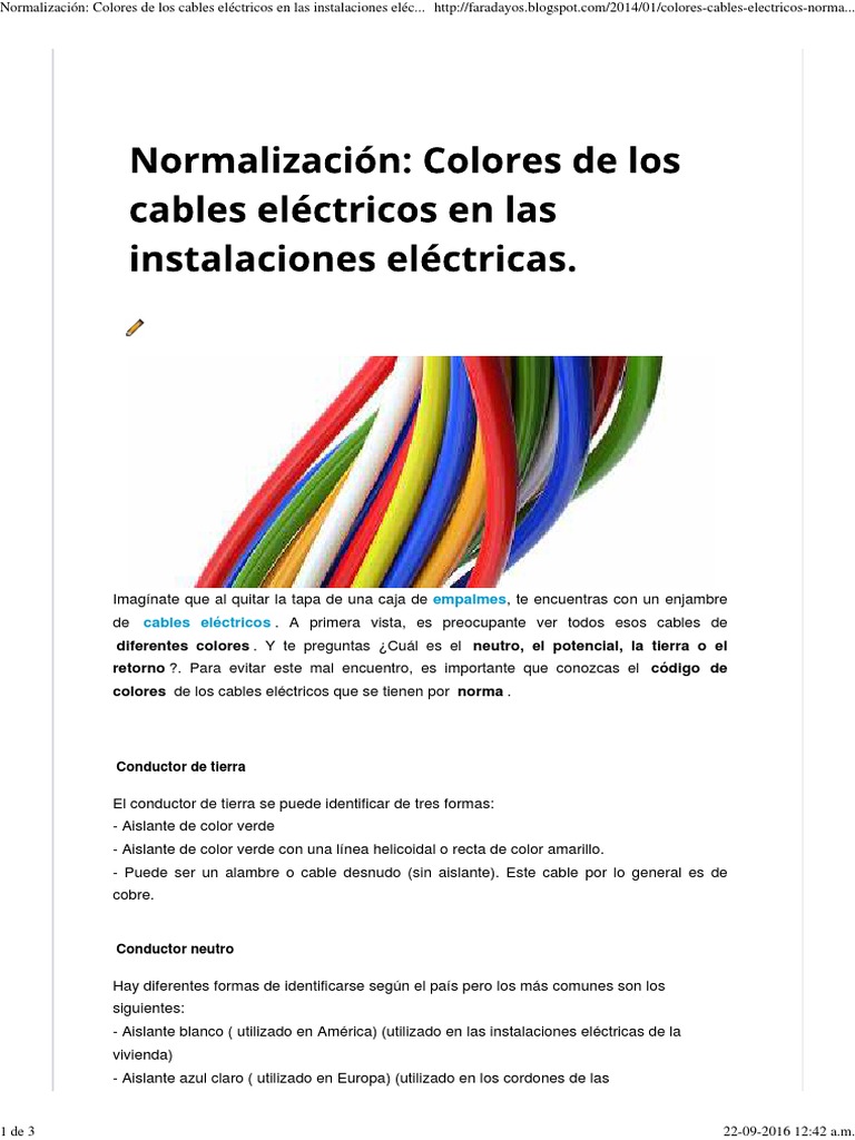 Cómo distinguir los cables según el color