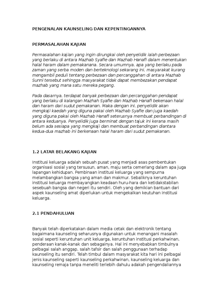 Pengenalan Kaunseling Dan Kepentingannya Pdf