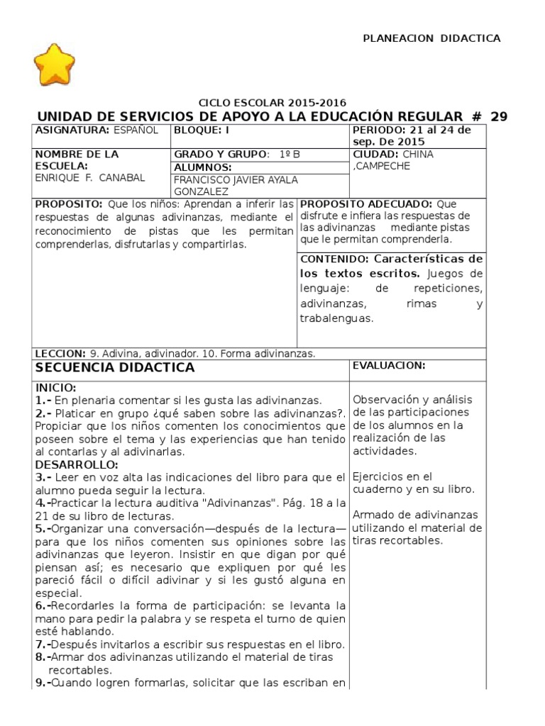 Formato Planeacion Usaer 29 i | Fábula | Asunto (gramática)
