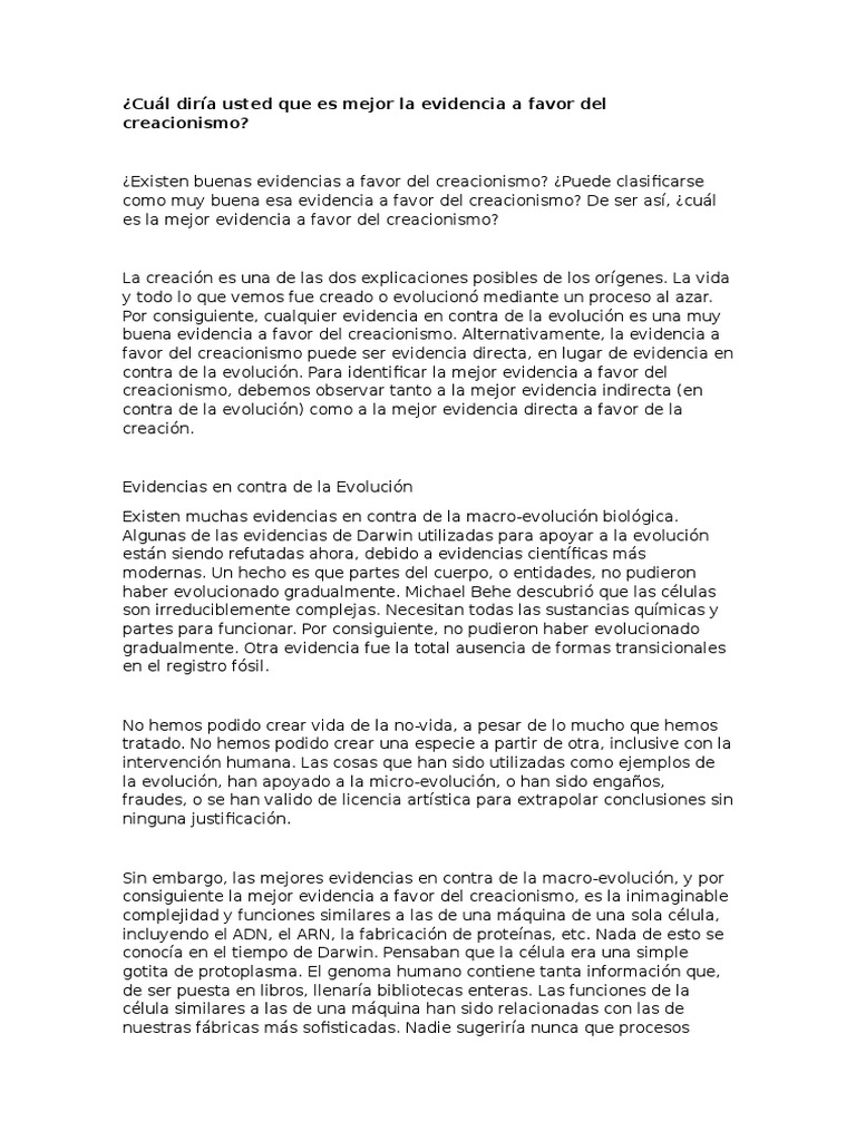 Quienes Estaban A Favor De La Teoria Creacionista