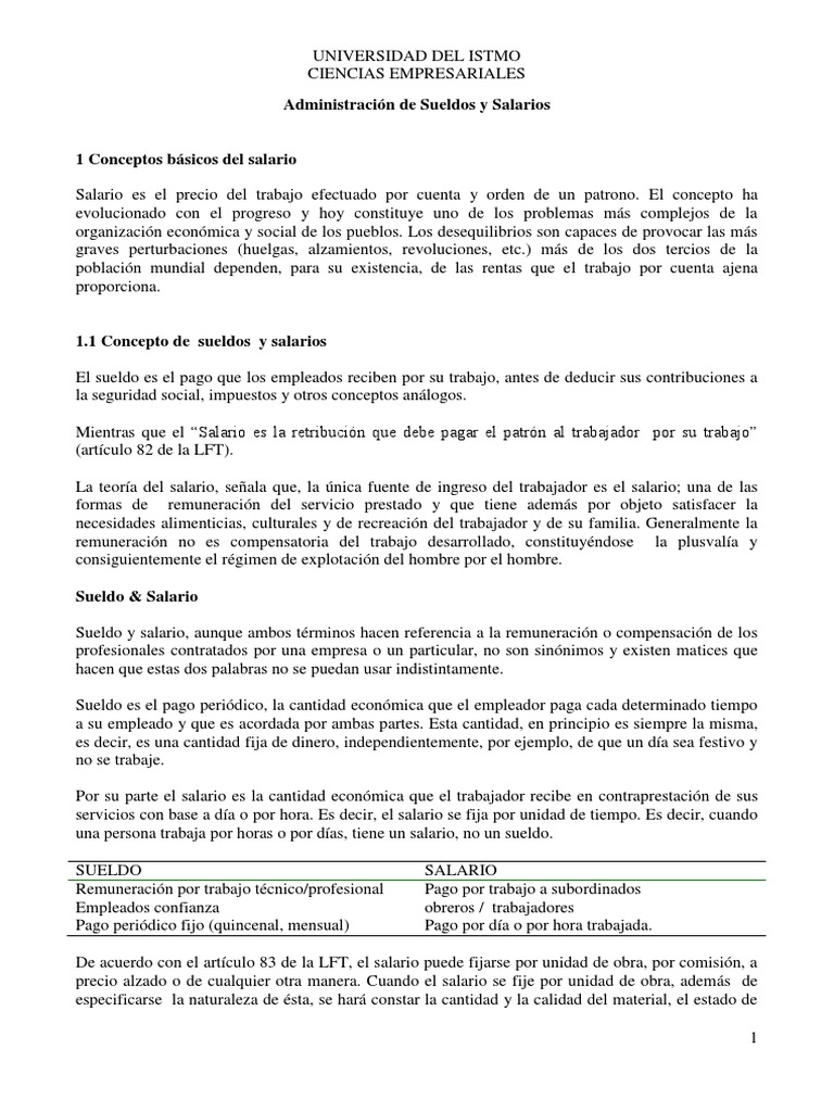 Conceptos Clave de Sueldos y Salarios | PDF | Salario | Derecho laboral