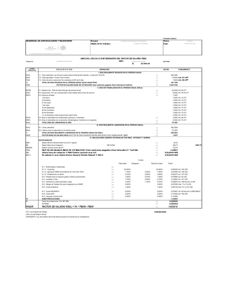 Calculo de FSR | PDF | Salario | Labor