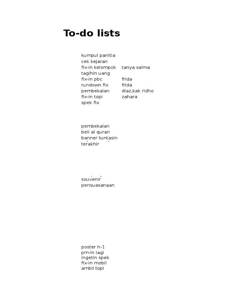 To Do List Pdf