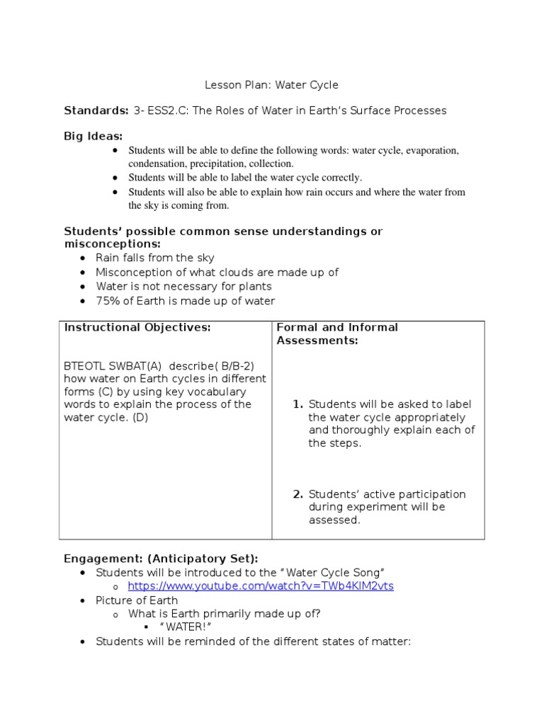 Science Lesson Plan | PDF | Water Cycle | Evaporation