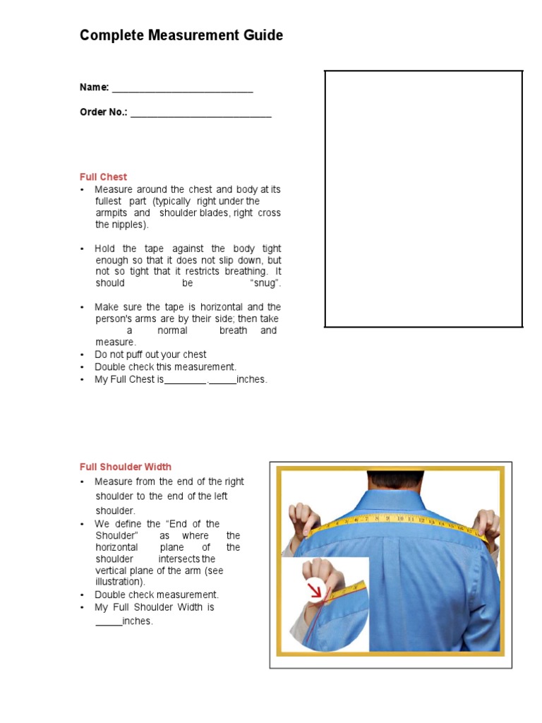 Men's Full Measurement Guide | PDF