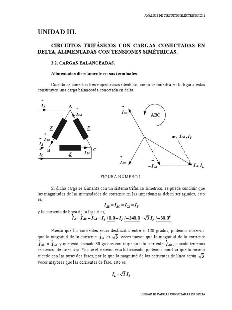 Unidad III Cargas en Delta | PDF | Análisis de red (circuitos