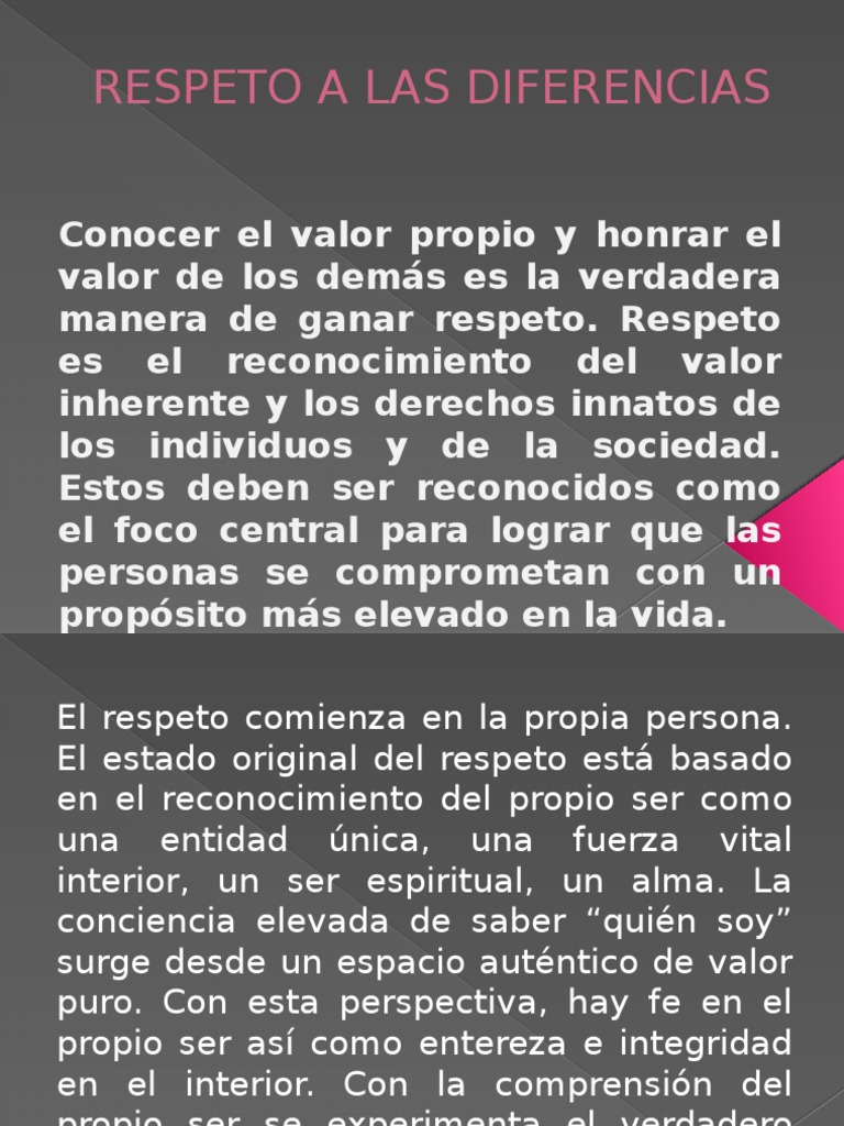 Importancia del Respeto a las Diferencias | PDF | Tolerancia | Homo Sapiens