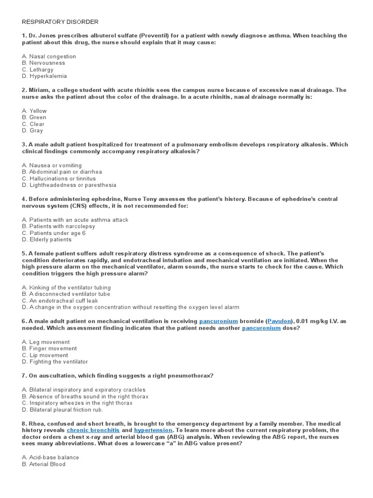 Respiratory Disorder Nursing Care Guide | PDF | Chronic Obstructive ...
