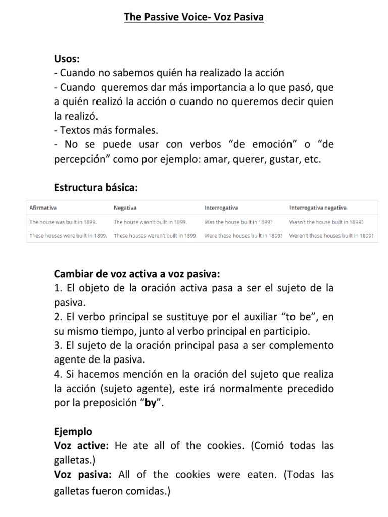 Guía de Uso de la Voz Pasiva | PDF