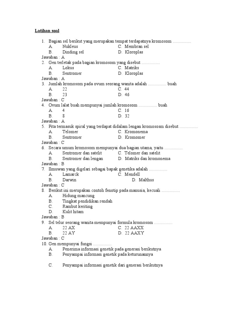 Soal Pewarisan Sifat Kelas 9 Kurikulum 2013