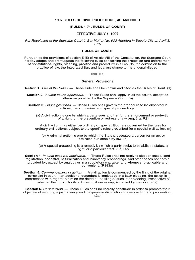 1997 Civil Procedure Rules Overview | PDF | Pleading | Lawsuit