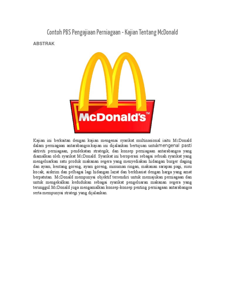 Contoh Pbs Mc Donald Pdf