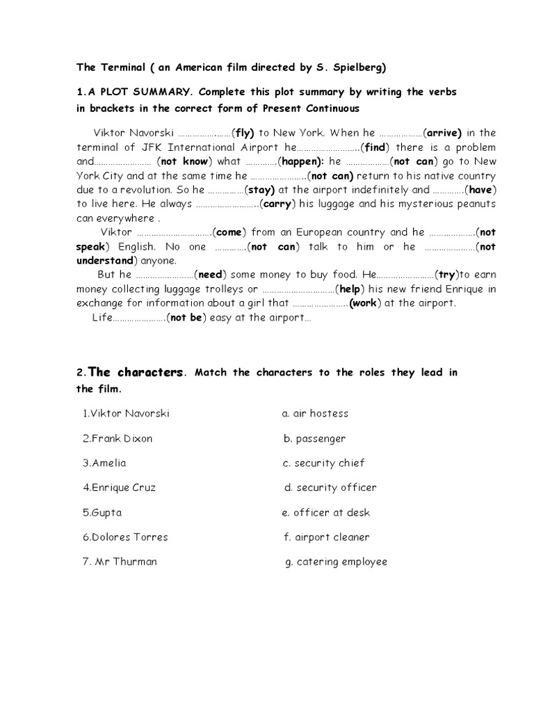 The Terminal Film Worksheet | PDF