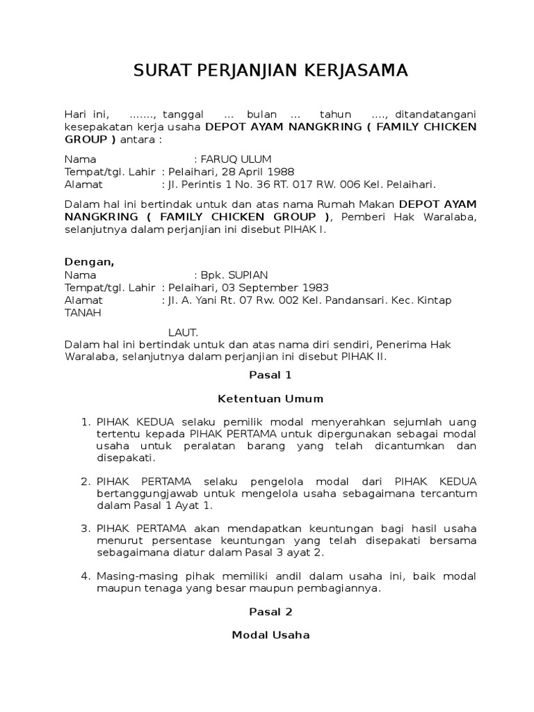 Contoh Surat Perjanjian Kerjasama Bisnis Pdf : 20+ Contoh Surat Perjanjian Kerjasama Jual Beli Tanah ... / Home » contoh surat » surat perjanjian » contoh surat perjanjian kerjasama bisnis.