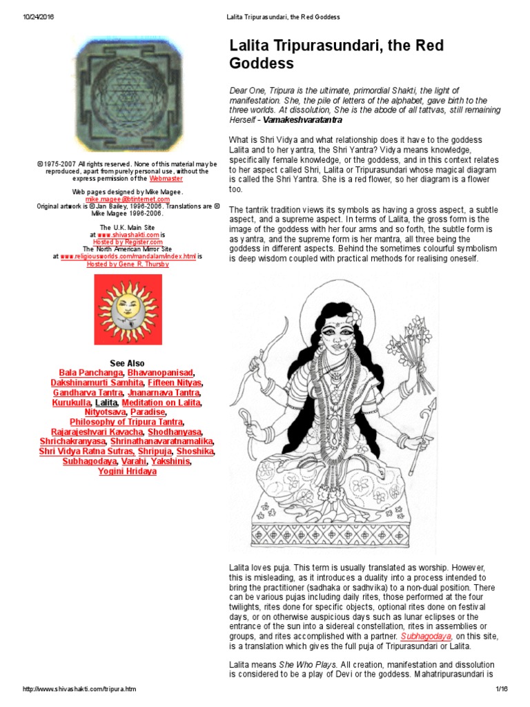 Lalita Tripurasundari, The Red Goddess | PDF | Devi | Tantra