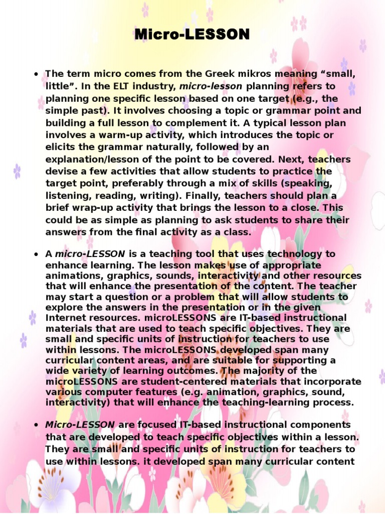 Microlesson Group 4 | PDF