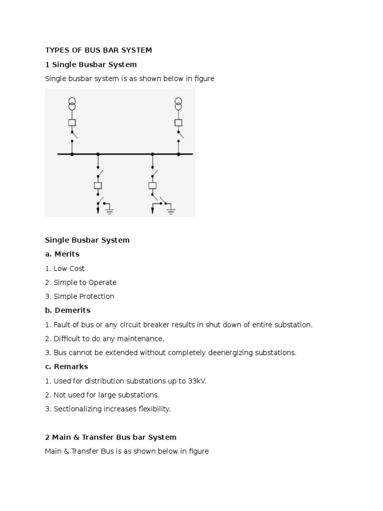 Types of Bus Bar Systems in Substations | PDF | Electrical Substation ...