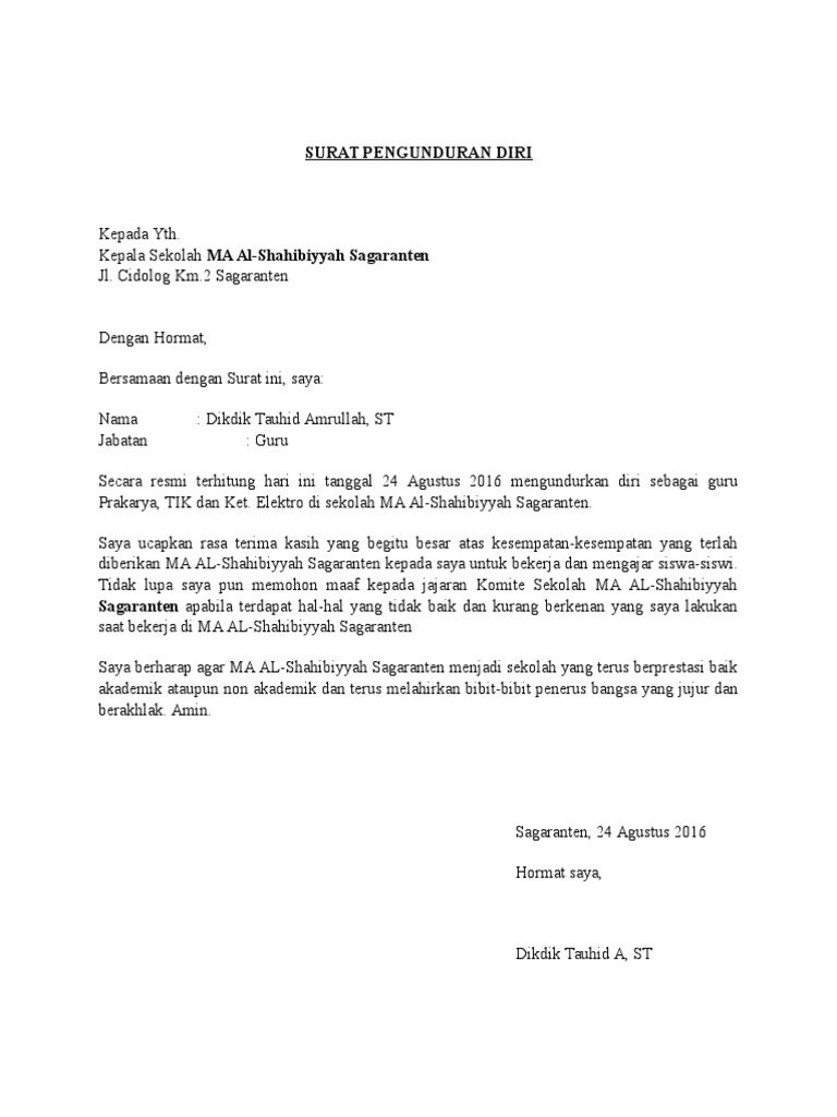 Contoh Surat Pengunduran Diri Guru Paud Download Kump - vrogue.co