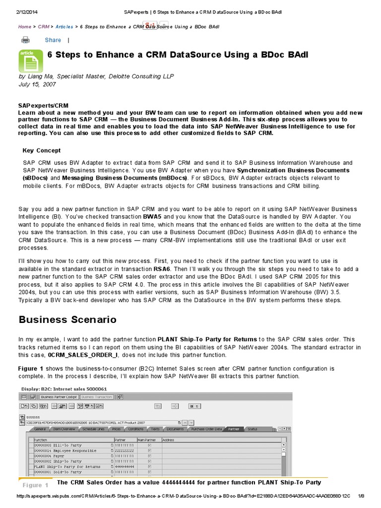 6 Steps To Enhance A CRM DataSource Using A BDoc BAdI | PDF | Computer ...