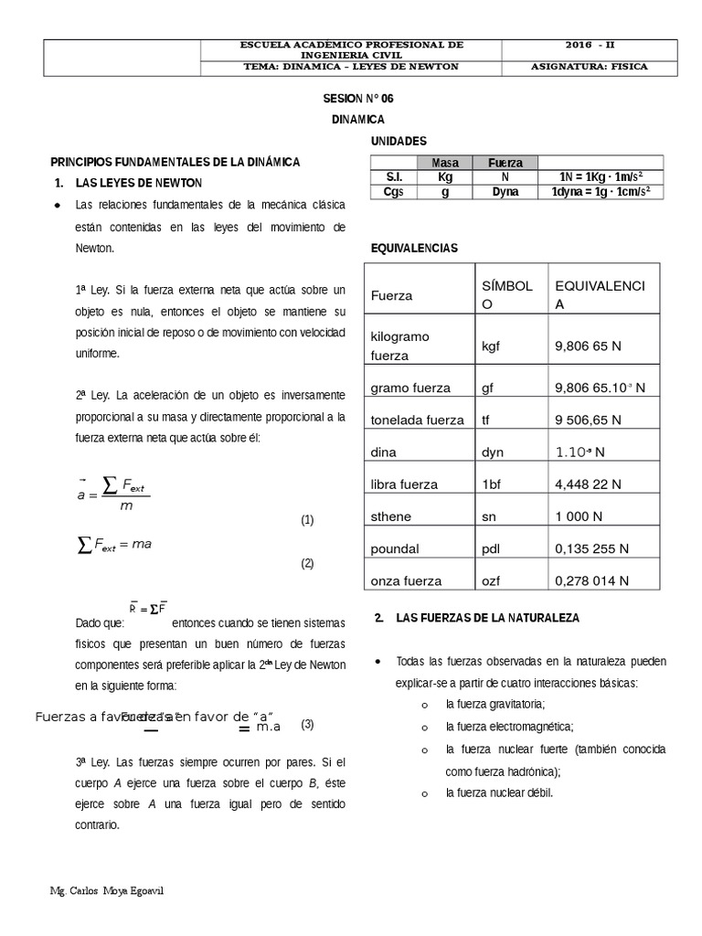 Leyes de Newton y Dinámica en Física | PDF | Las leyes del movimiento ...
