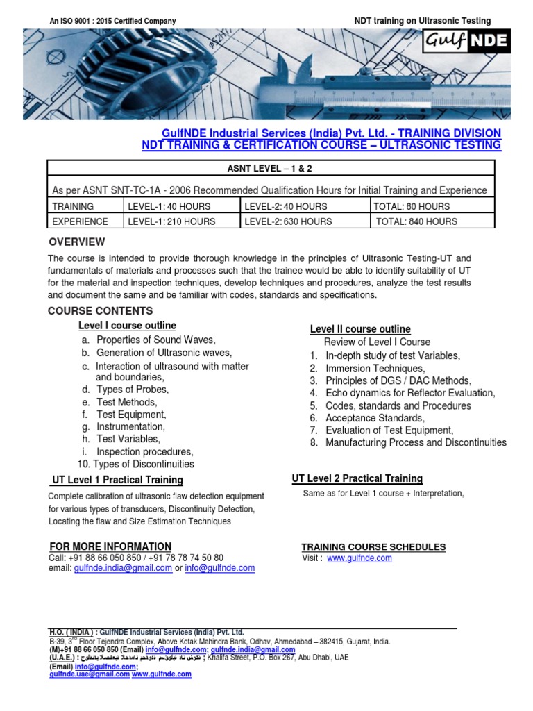 Ultrasonic Testing NDT Training Course | PDF | Business