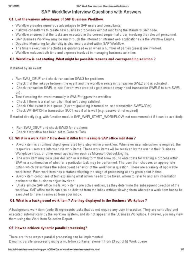 SAP Workflow Interview Questions With Answers | PDF | Workflow ...