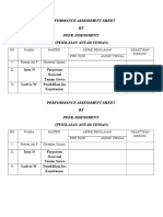 Performance Assessment Sheet BY Peer Assessment: (Penilaian Antar Teman)