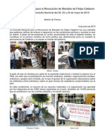 Boletin de prensa Comité Civil Nacional Nacional para la Revocación de mandato de Felipe Calderón junio 8 2010