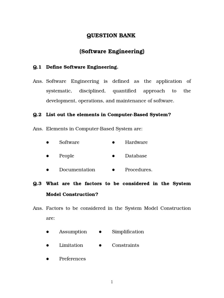 Software Engineering Question Bank | PDF | Software Prototyping ...