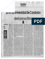 2016: La Universidad de Carabobo destruye sus libros