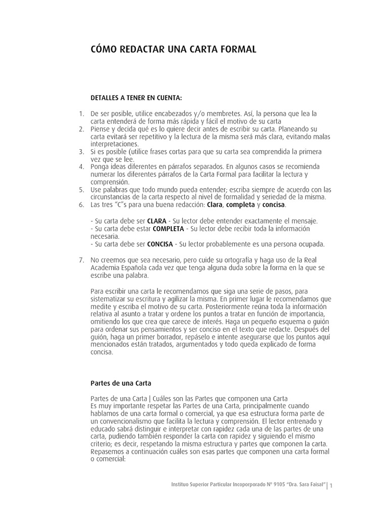 Cómo Redactar Una Carta Formal | PDF | Lectura (proceso) | Escritura