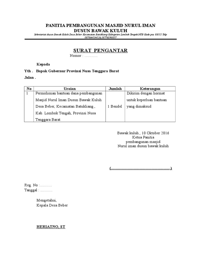 Proposal Pembangunan Masjid Nurul Iman | PDF | Perjalanan