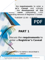 Requirements and removal of Registrar's Caveats under s.321 of the NLC