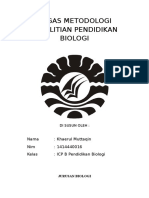 Tugas Metodologi Penelitian Pendidikan Biologi